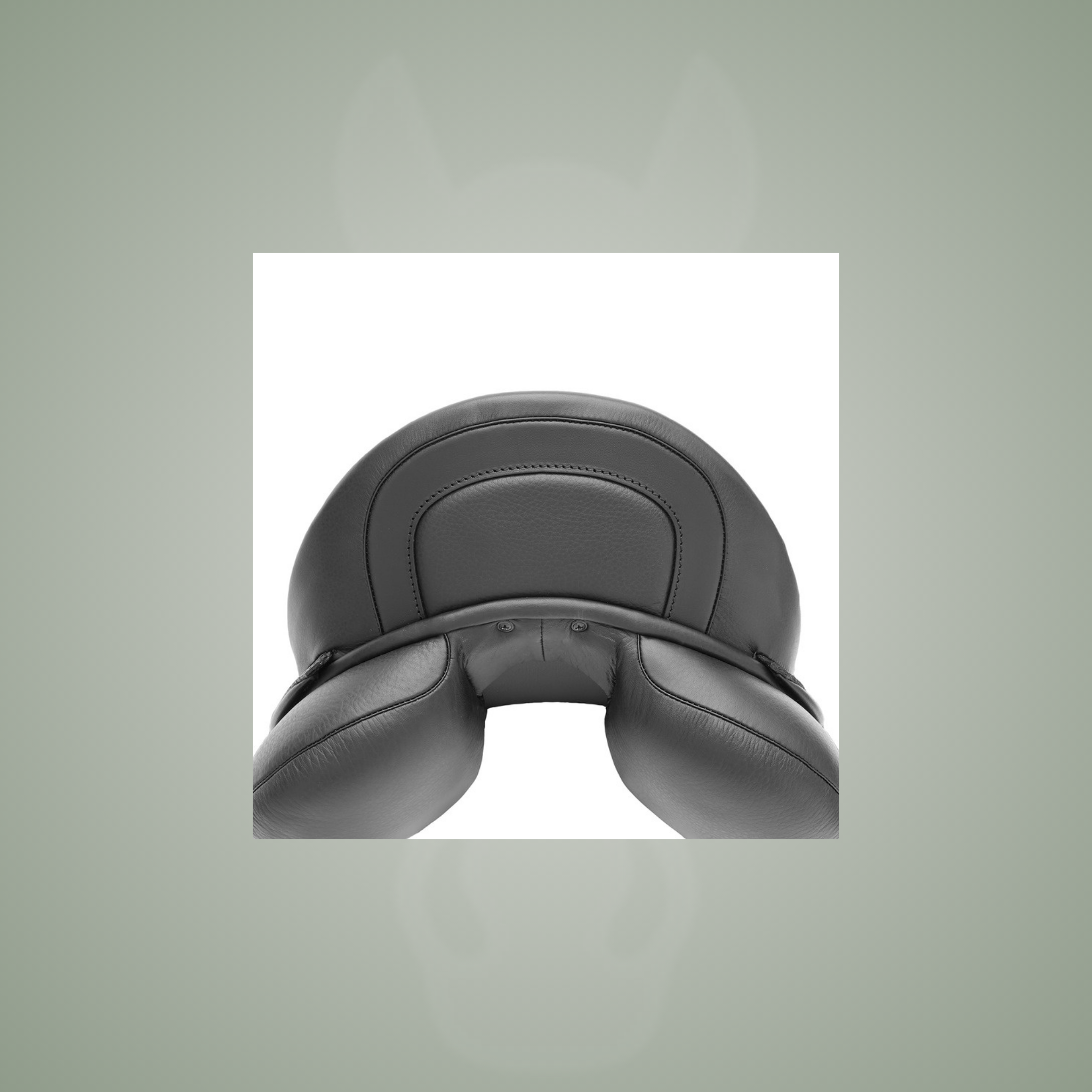 Kieffer Cannes dressage saddle in black double cowhide leather, on the One-Eyed Equine branded background