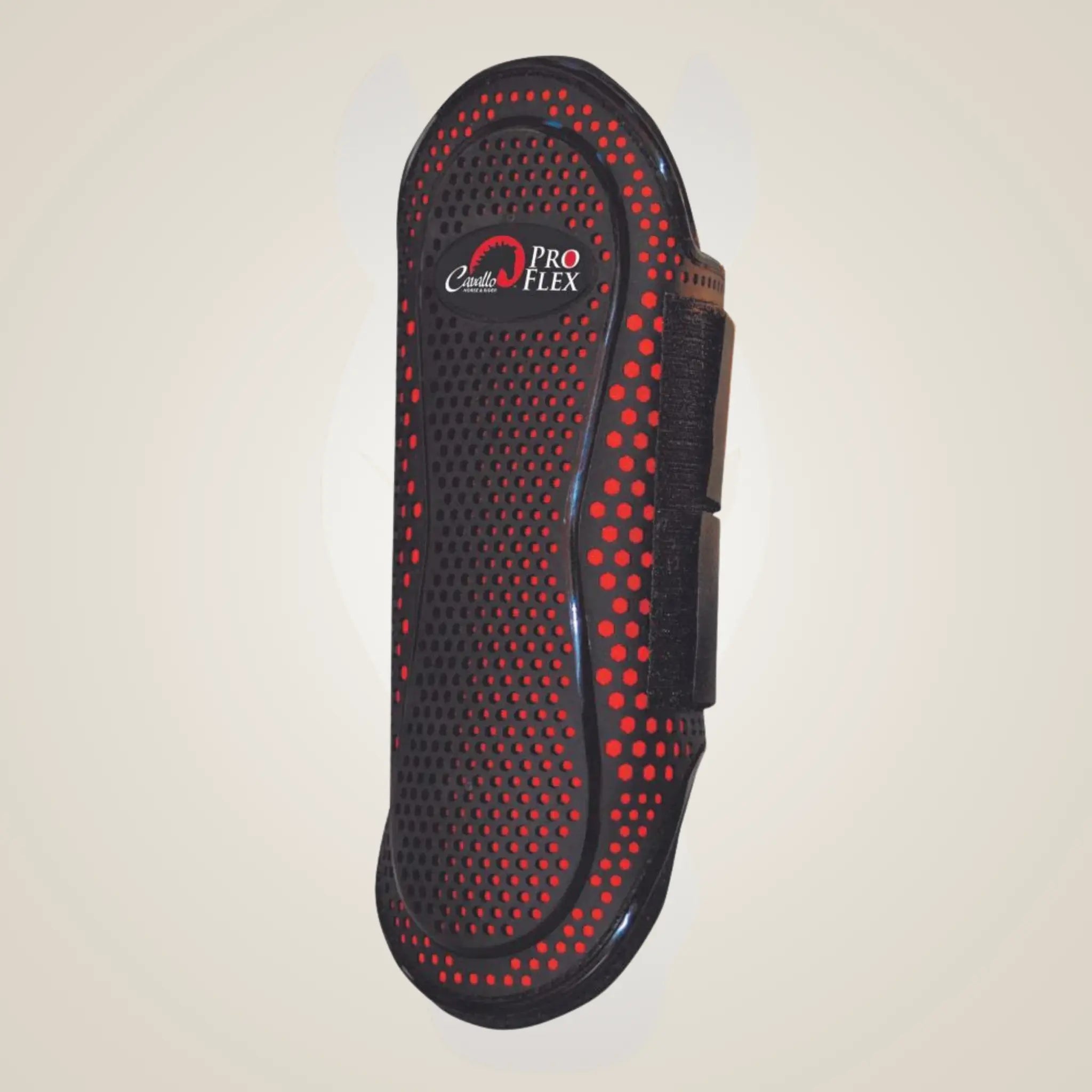 Black and red splint boot with 'Pro Flex' branding on a beige background