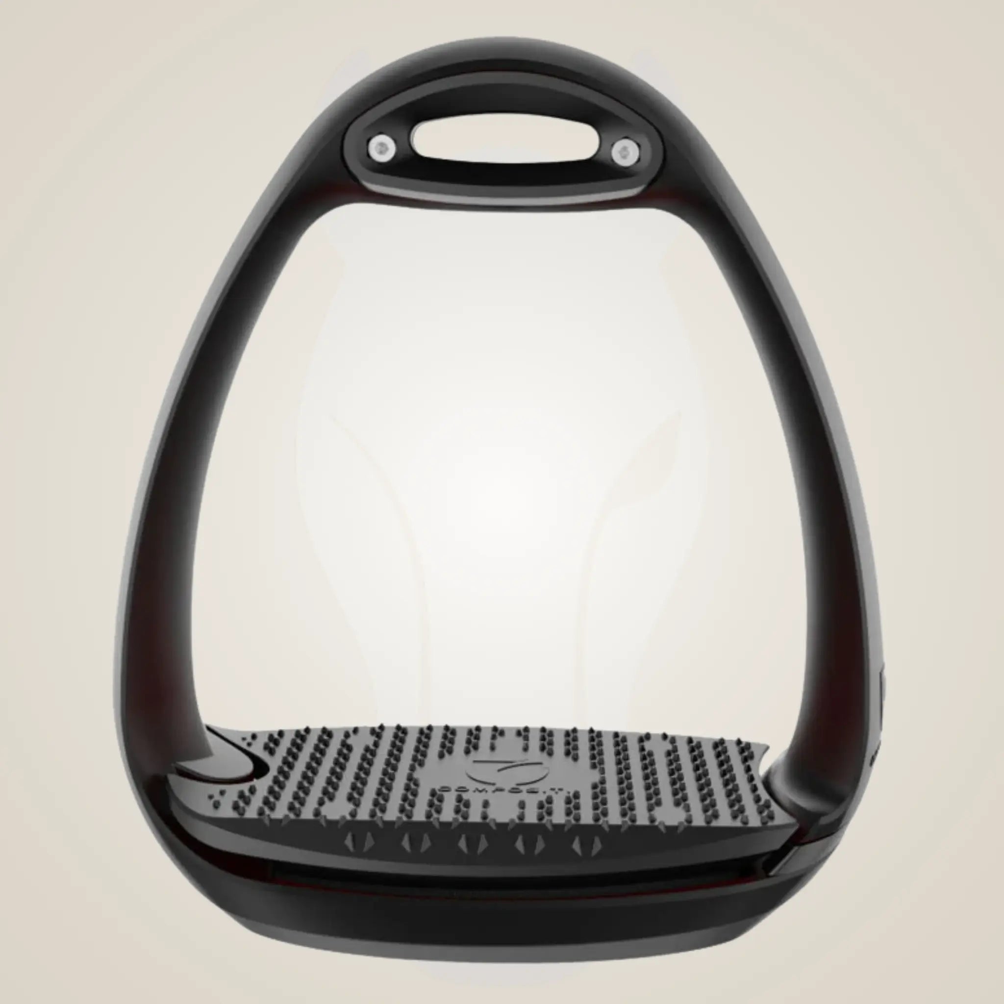 Black stirrup on a beige background.