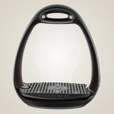 Black stirrup on a beige background.