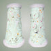 Pair of floral-patterned brush boots on a gray background