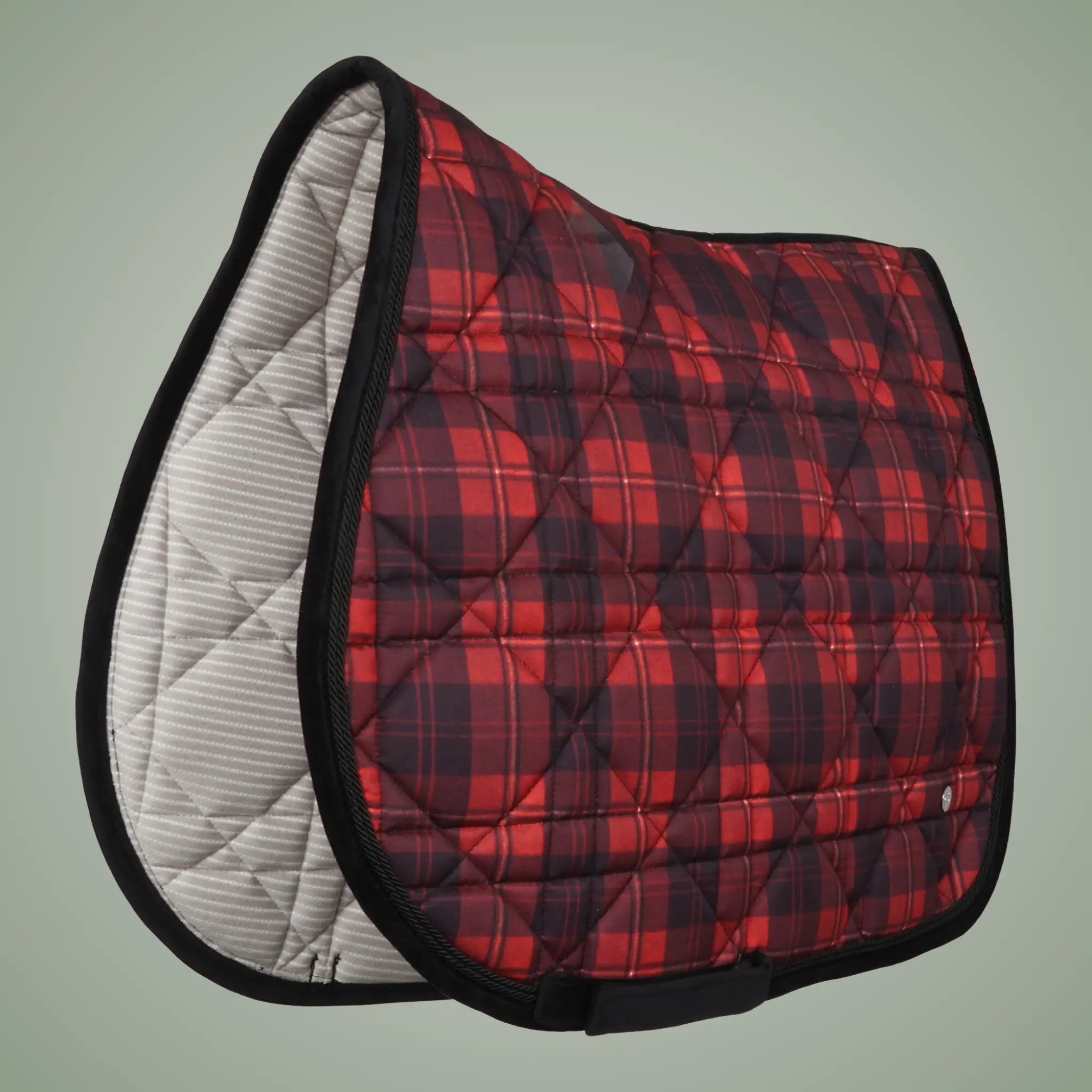 Dapplebay Holiday Plaid jump saddle pad red side view
