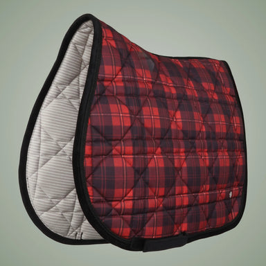 Dapplebay Holiday Plaid jump saddle pad red side view