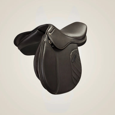 Leather saddle on a light beige background