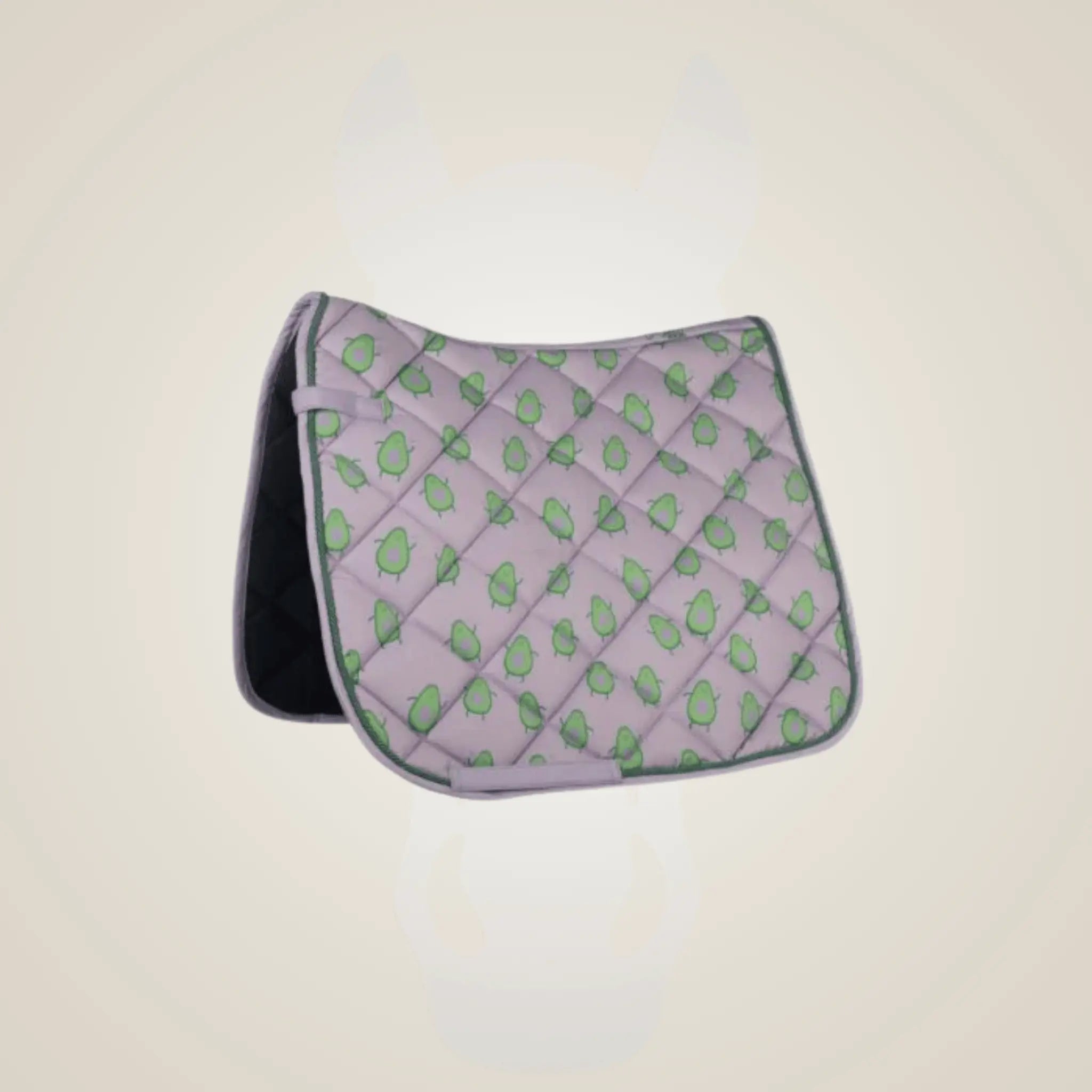 Saddle pad with green pattern on a beige background