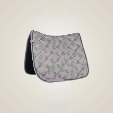 Saddle pad with green pattern on a beige background