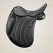 Black leather saddle on a beige background