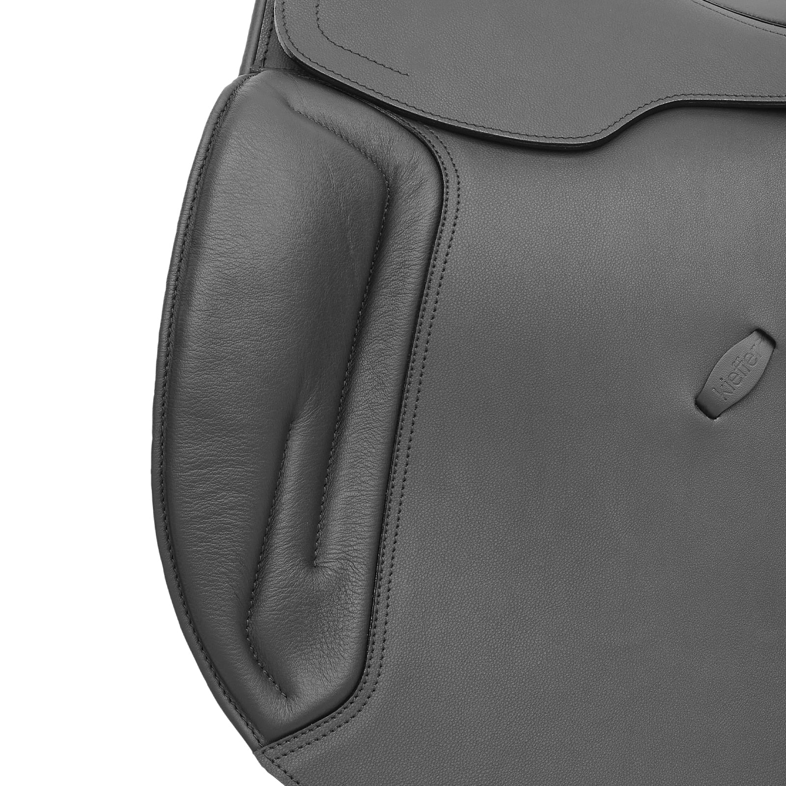 Kieffer Cannes dressage saddle, classic gusset panel with a drop-panel cut through the shoulder area