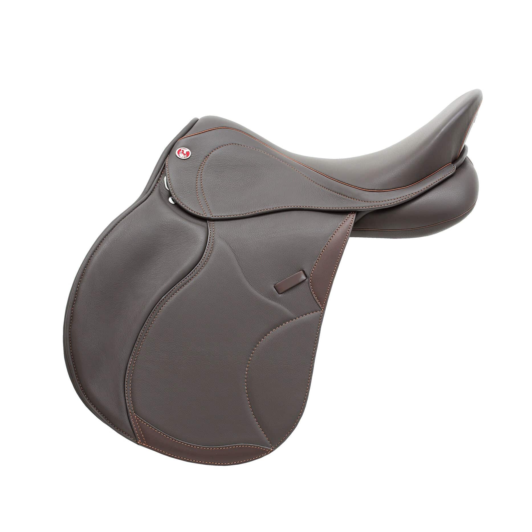 Kieffer Le Mans all purpose saddle in brown, with Velcro rolls and removable calf blocks
