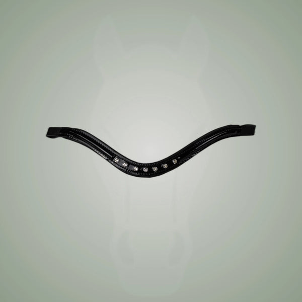 Hilbar Royal Exklusiv Browband - Patent Leather Diamond Curve - Icelandic Bridle
