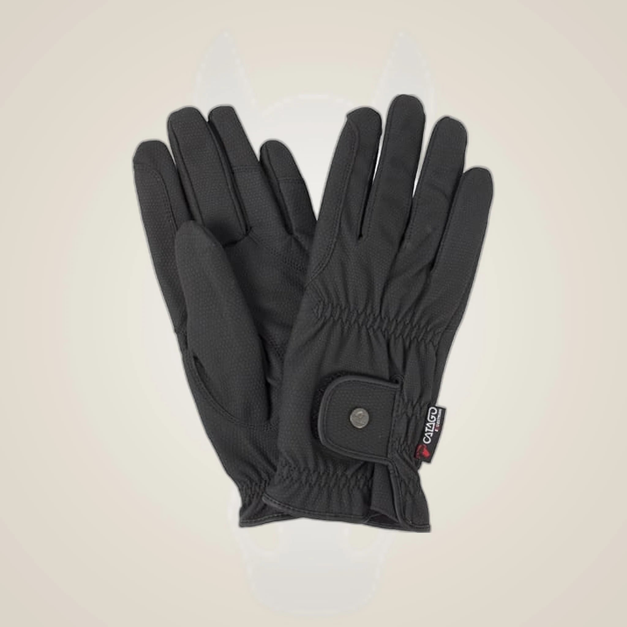 Catago Elite Riding Gloves on One-Eyed Equine branded background