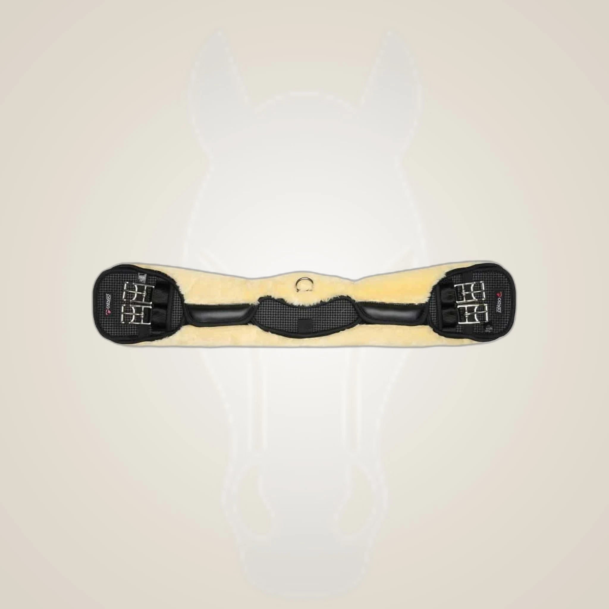 Catago Faux Fur Girth on One-Eyed Equine branded background