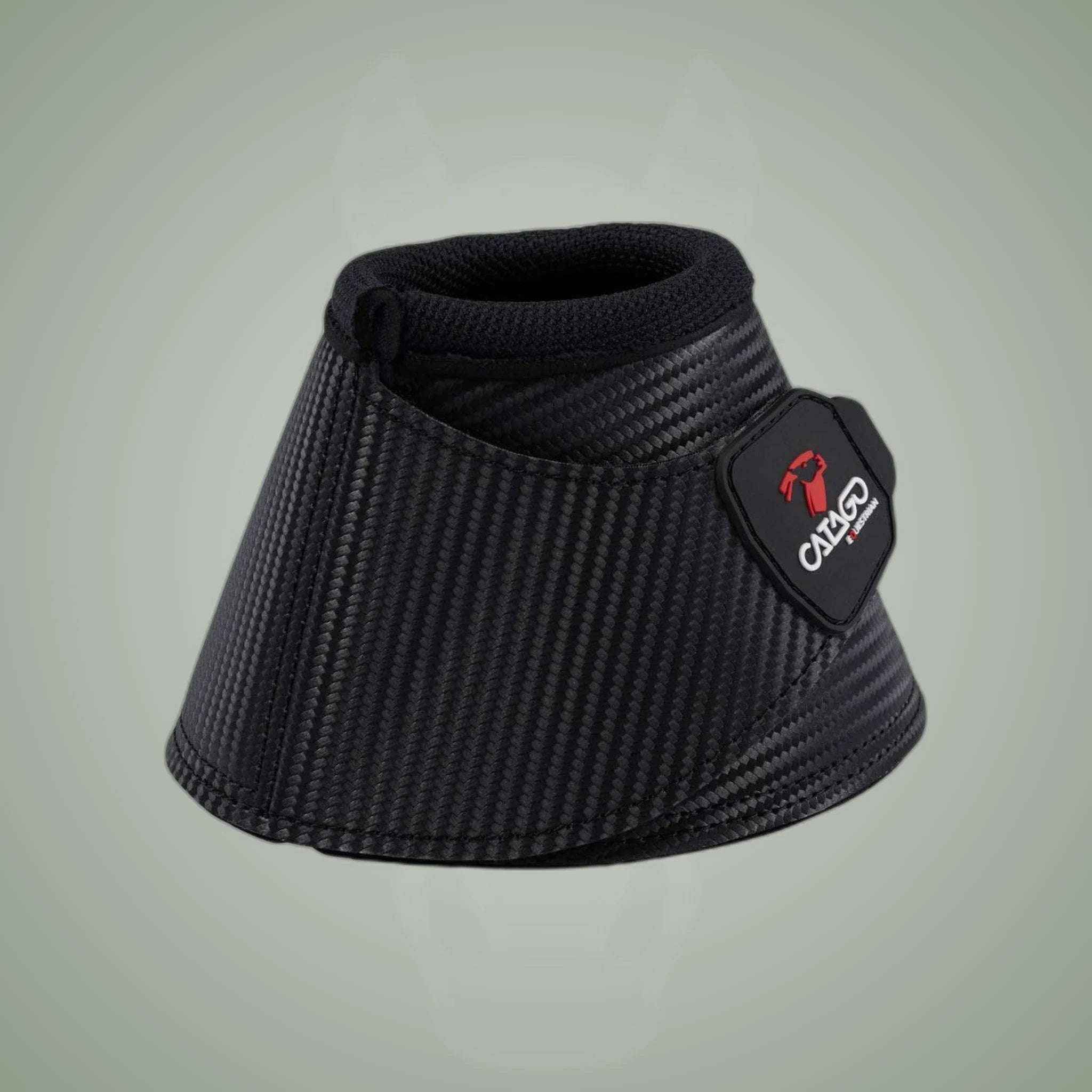 Catago FIR-Tech Bell Boots on One-Eyed Equine branded background