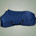 Catago FIR-Tech Elegant show blanket in navy, diamond quilted, laid flat.