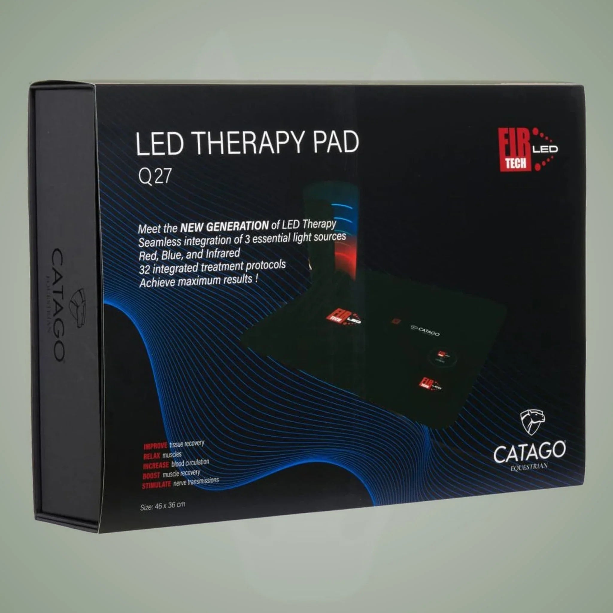 Catago FIR-Tech LED Therapy Pad Q27 retail box.