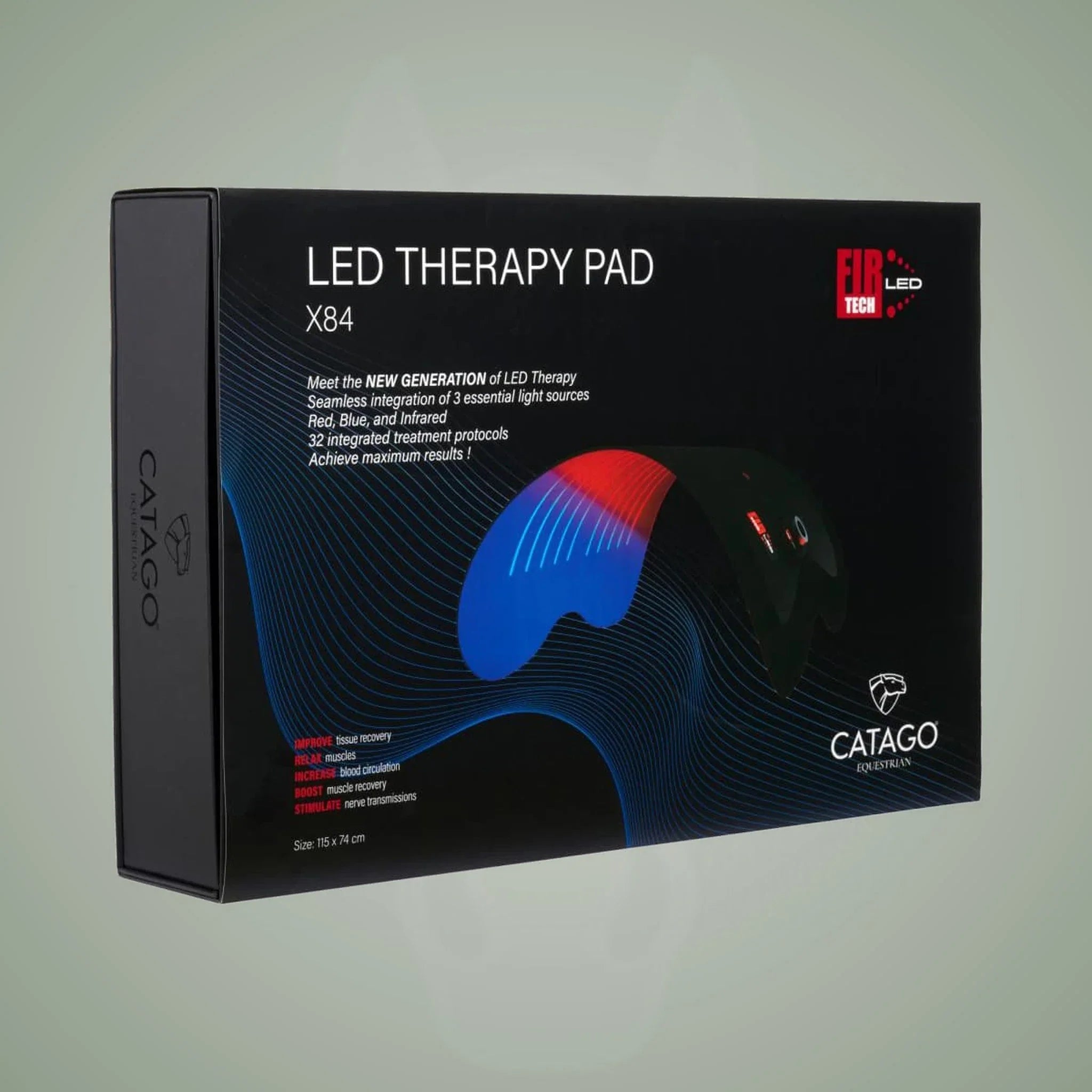 Catago FIR-Tech LED Therapy Pad X84 retail box.