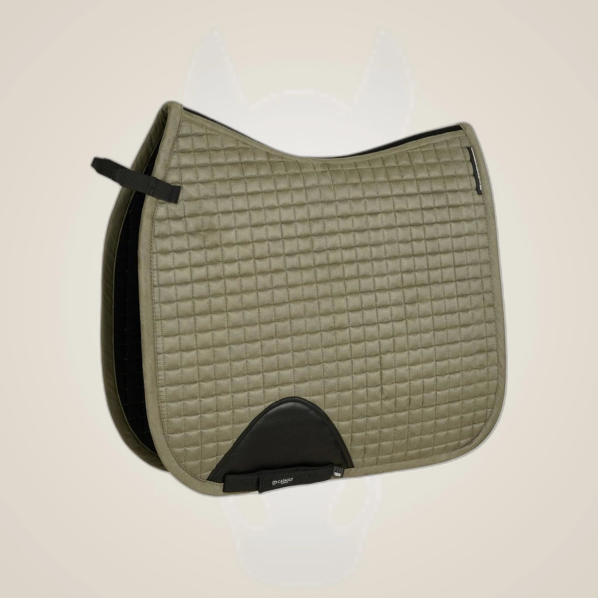 Catago FIR-Tech Performance Dressage Saddle Pad on One-Eyed Equine branded background