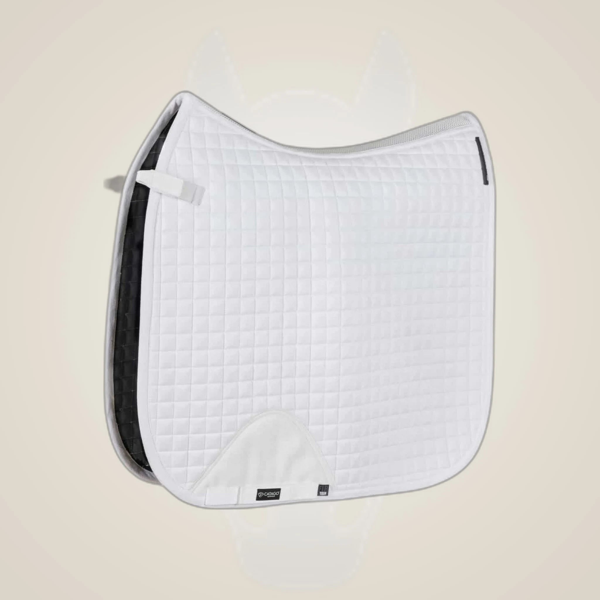 Catago FIR-Tech Performance Dressage Saddle Pad on One-Eyed Equine branded background