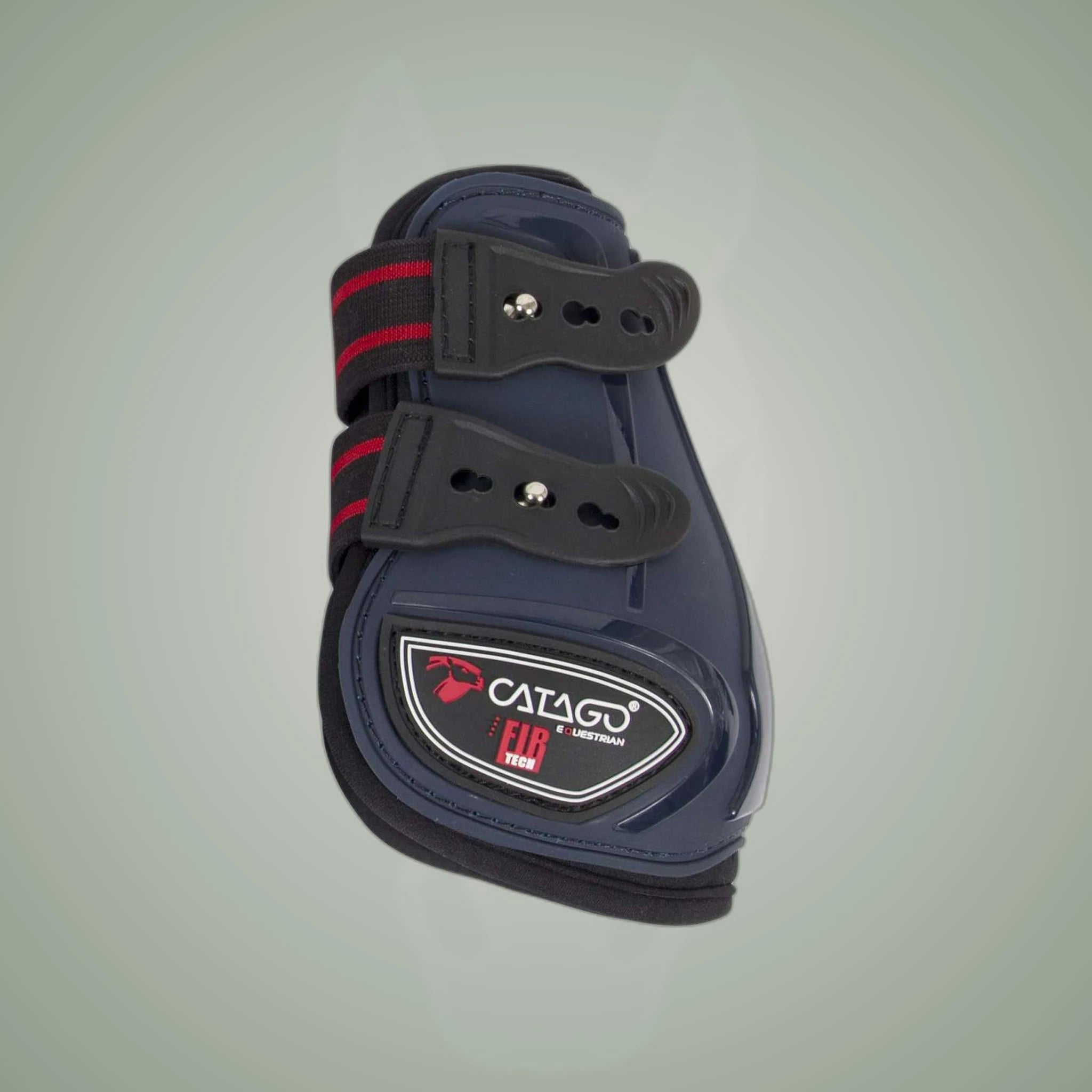 Catago FIR-Tech Rear Tendon Boots on One-Eyed Equine branded background