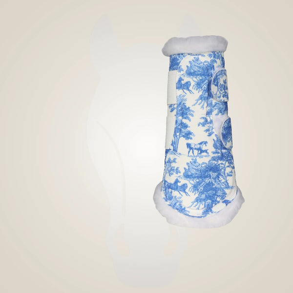 Dapplebay Equestrian Toile Brush Boots-Blue/White