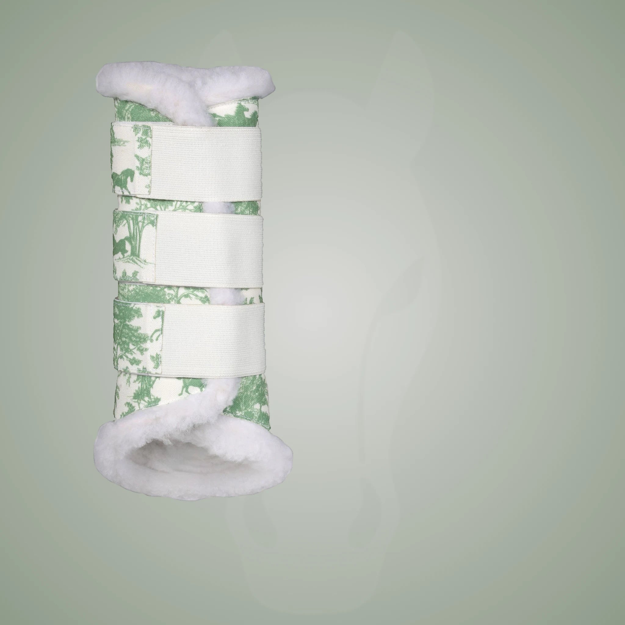Dapplebay Equestrian Toile Brush Boots-Green/White - Green/White