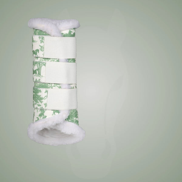 Dapplebay Equestrian Toile Brush Boots-Green/White