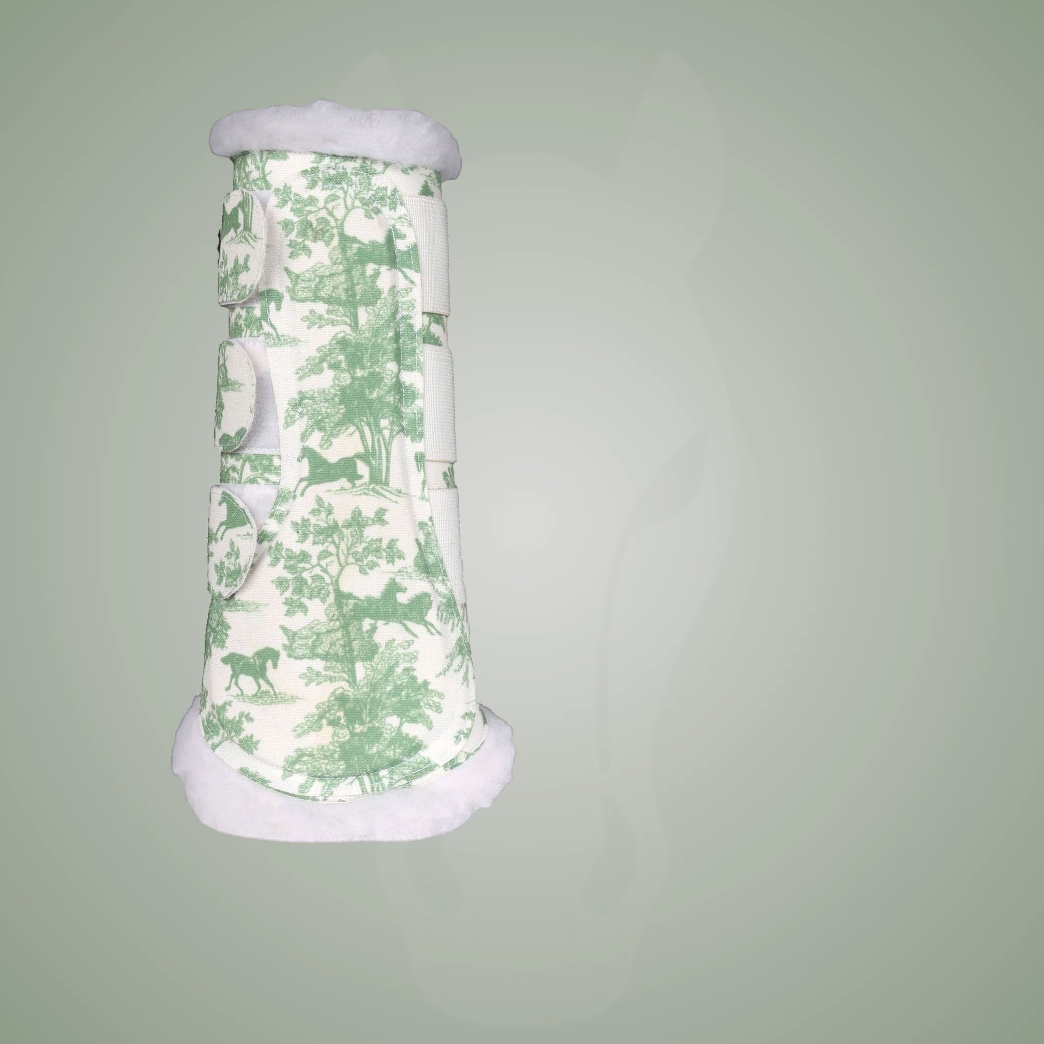 Dapplebay Equestrian Toile Brush Boots-Green/White - Green/White