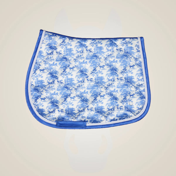 Dapplebay Equestrian Toile Jump Saddle Pad-Blue/White