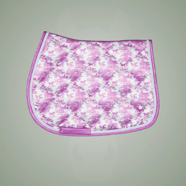 Dapplebay Equestrian Toile Jump Saddle Pad-Rose/White