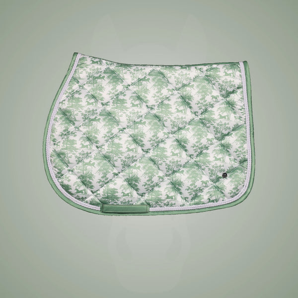 Dapplebay Equestrian Toile Pony Saddle Pad-Green/White