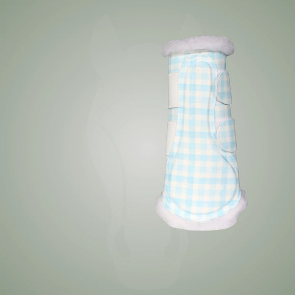 Dapplebay Gingham Brush Boots-Blue/White