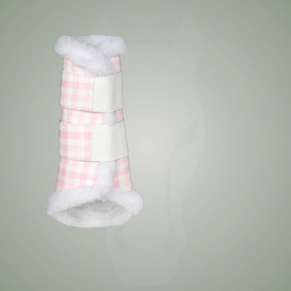 Dapplebay Gingham Brush Boots-Pink/White