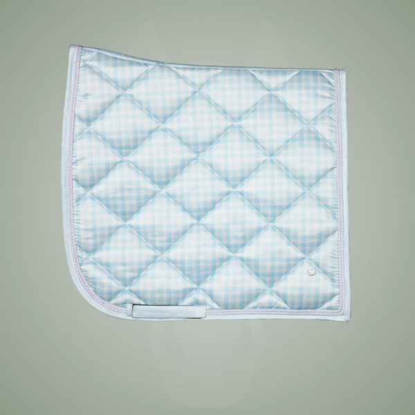 Dapplebay Gingham Dressage Saddle Pad-Blue/White