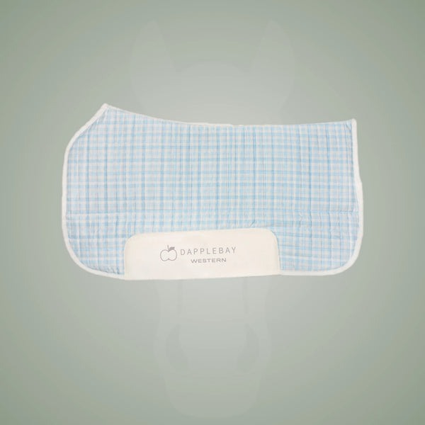 Dapplebay Gingham Western Saddle Pad-Blue/White