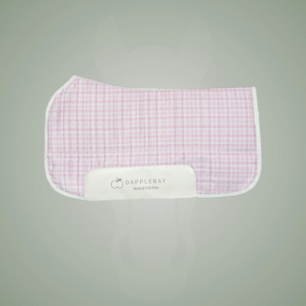Dapplebay Gingham Western Saddle Pad-Pink/White