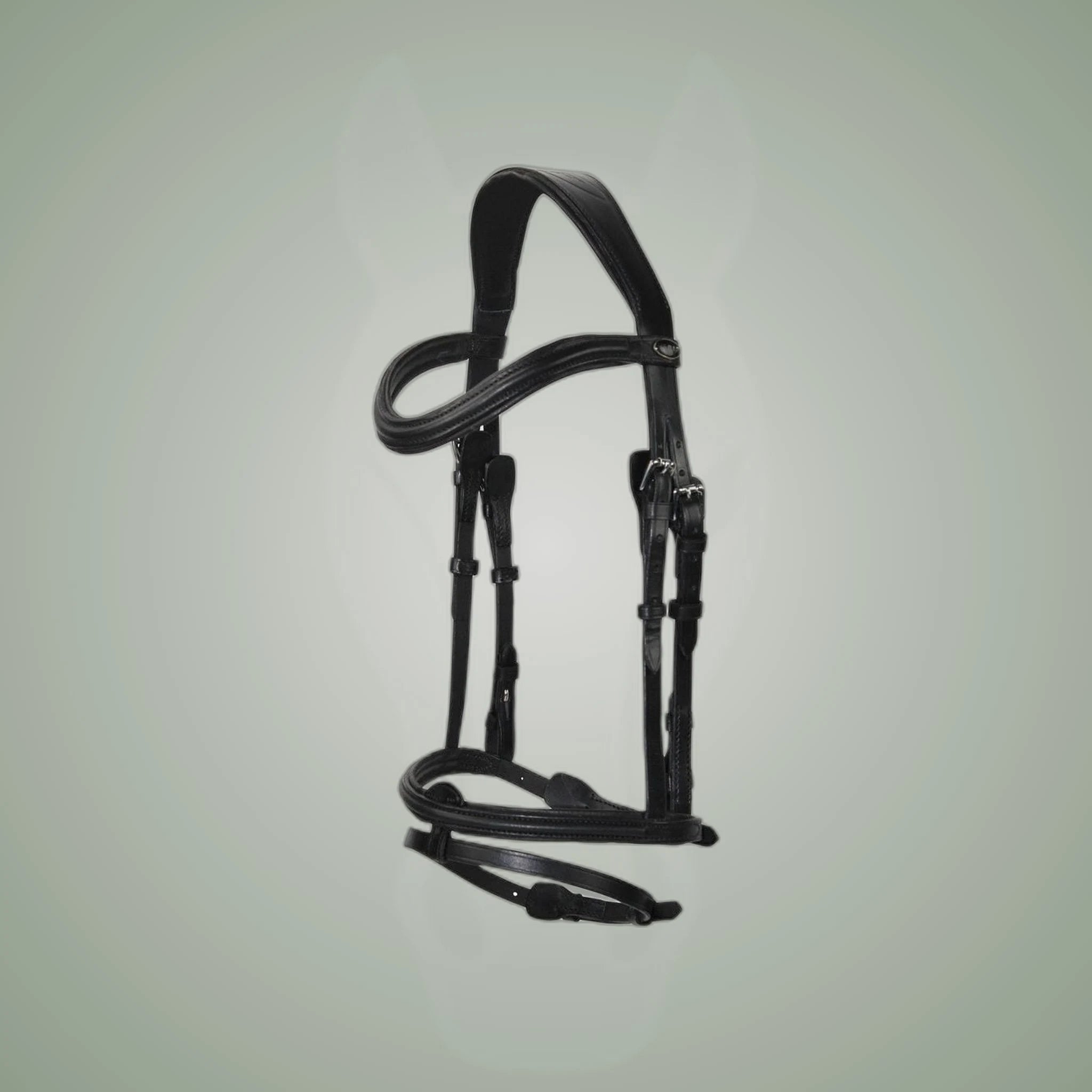 Hilbar Royal Exklusiv Bridle - Black on One-Eyed Equine branded background