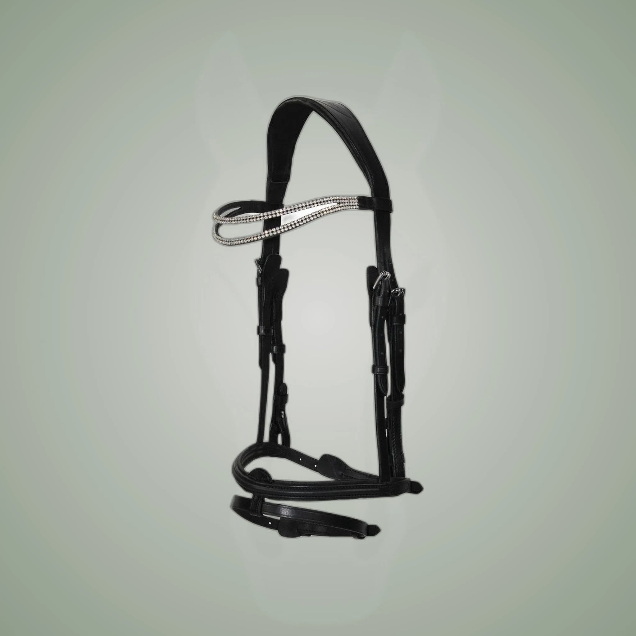 Hilbar Royal Exklusiv Bridle - Black with Brilliant Wave on One-Eyed Equine branded background