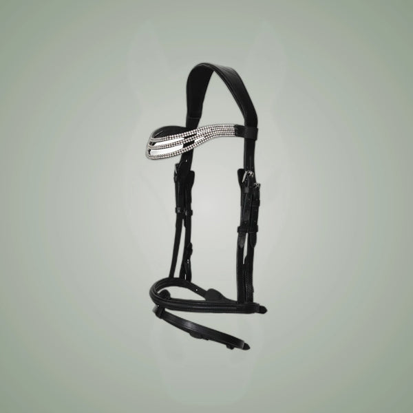 Hilbar Royal Exklusiv Bridle - Black with Triple Brilliant Wave
