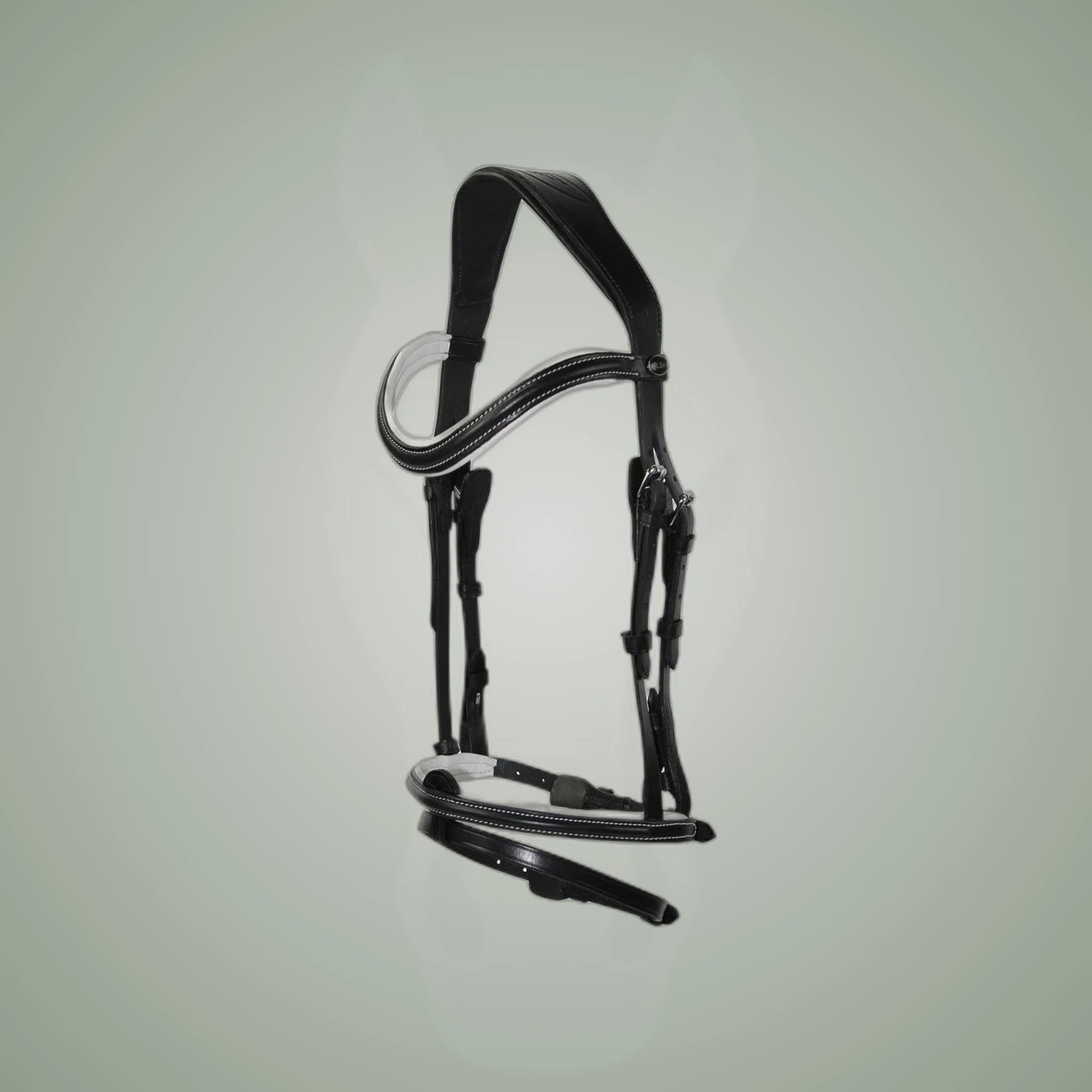 Hilbar Royal Exklusiv Bridle - White Padding on One-Eyed Equine branded background