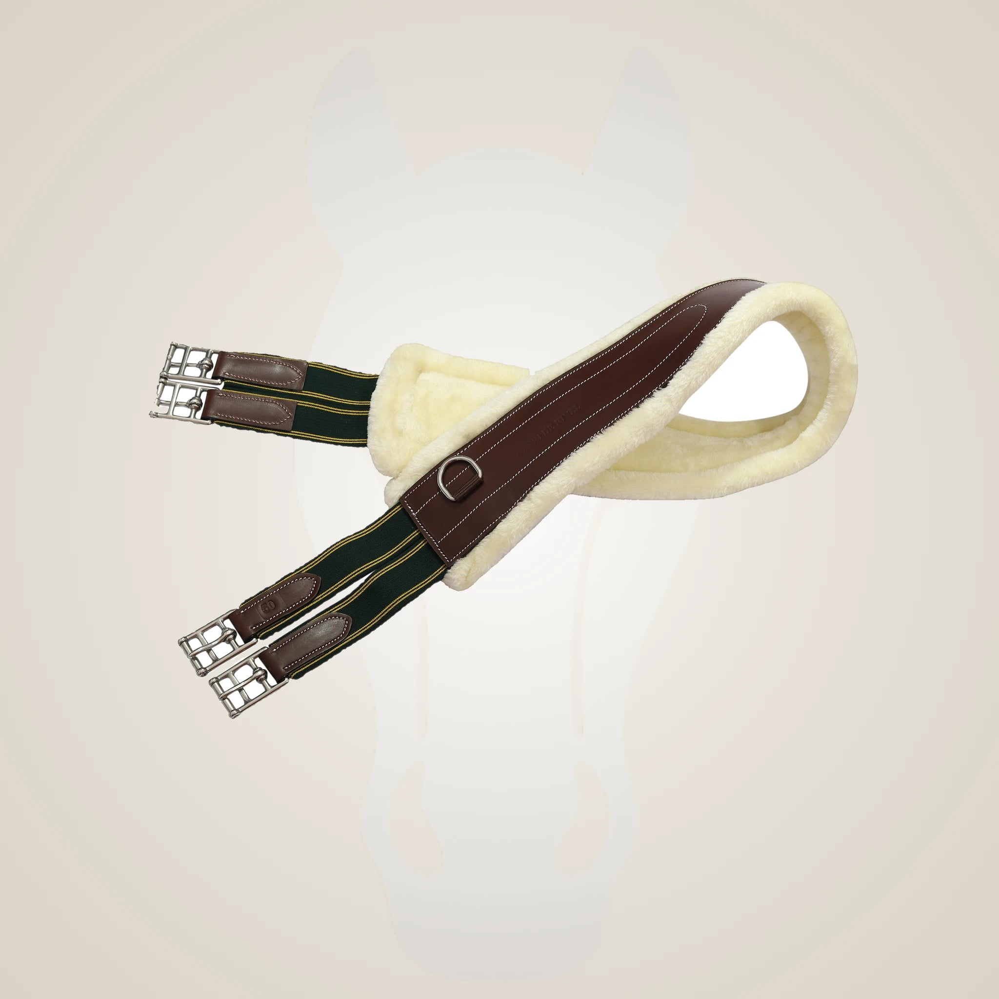 Henri de Rivel Contoured Leather Sherpa Fleece Girth - Australian Nut