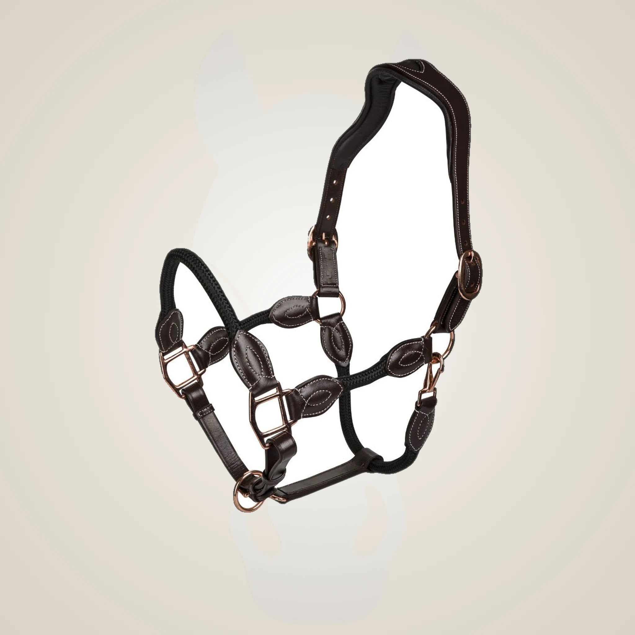 Henri de Rivel Leather Rope Halter - Havana-Black