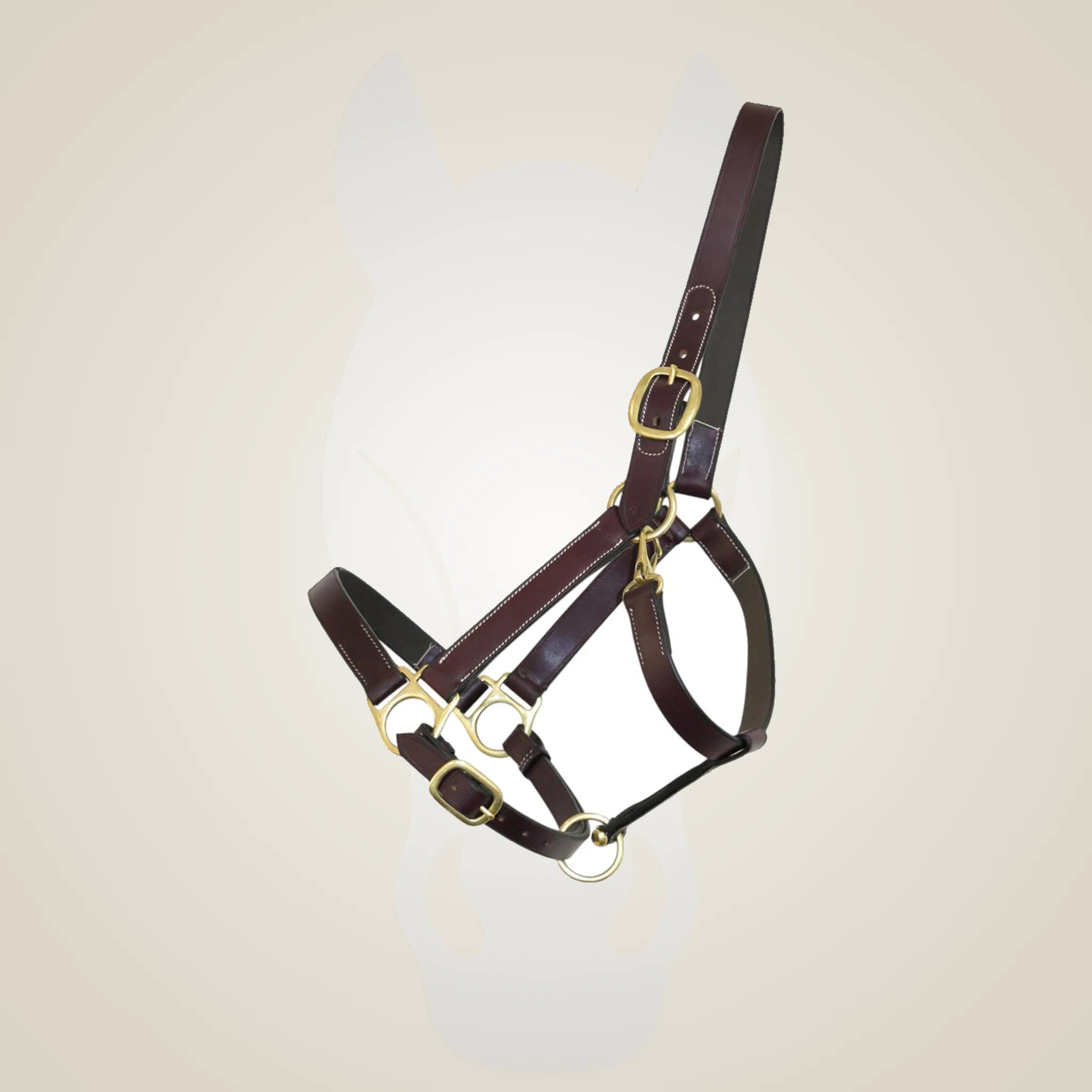 Henri de Rivel Leather Turnout Halters With Snap - Havana