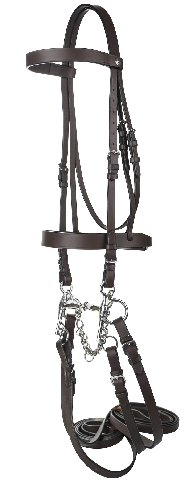 HENRI DE RIVEL POLO BRIDLE WITH DOUBLE REINS - Havana