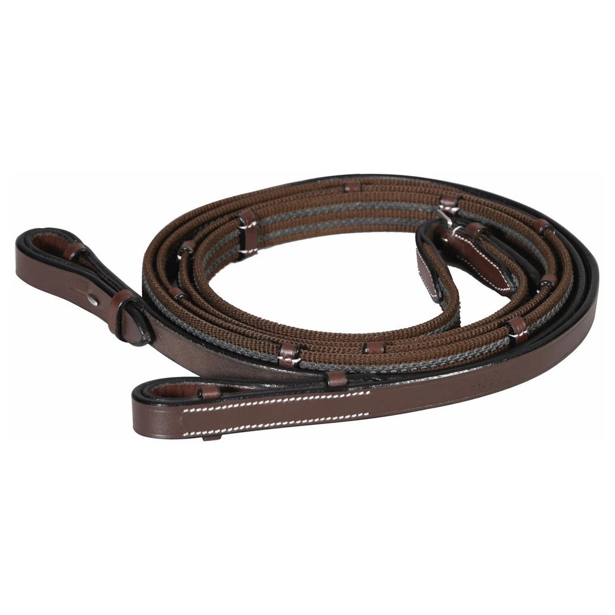 Henri de Rivel Pro Rubber Lined Web Reins - Australian Nut