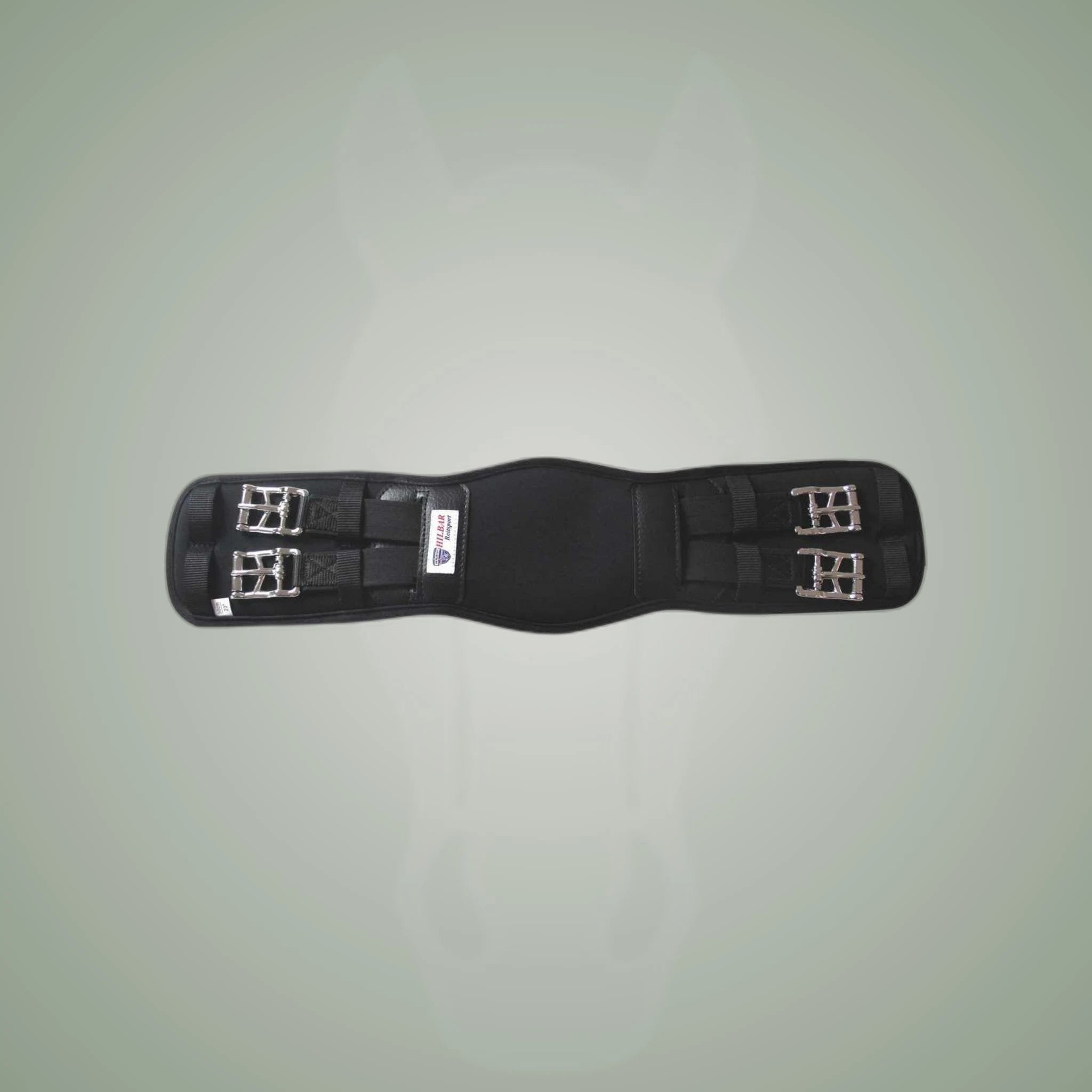 Hilbar Anatomic Neoprene Girth on One-Eyed Equine branded background