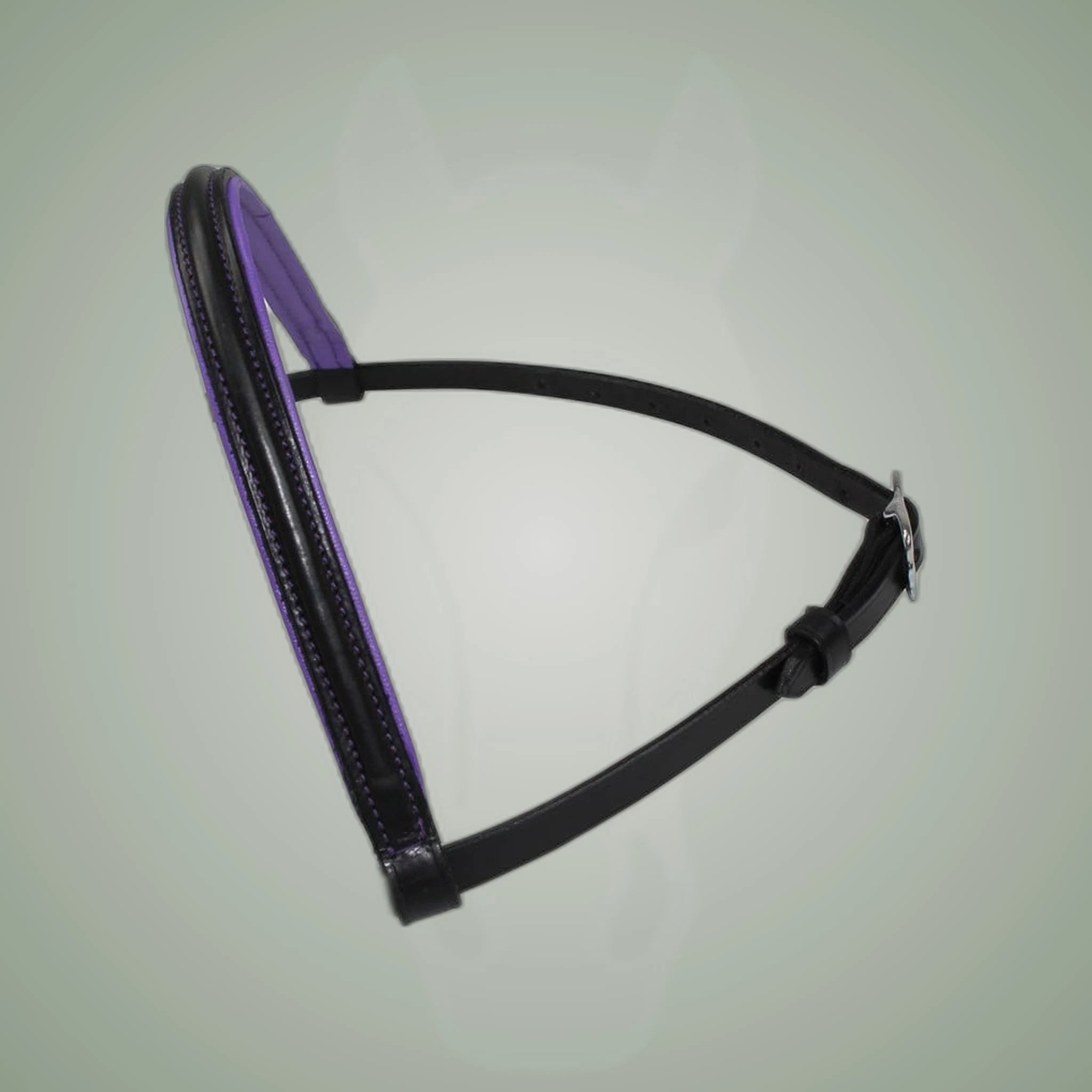 Hilbar Royal Bridle - Purple Padding on One-Eyed Equine branded background