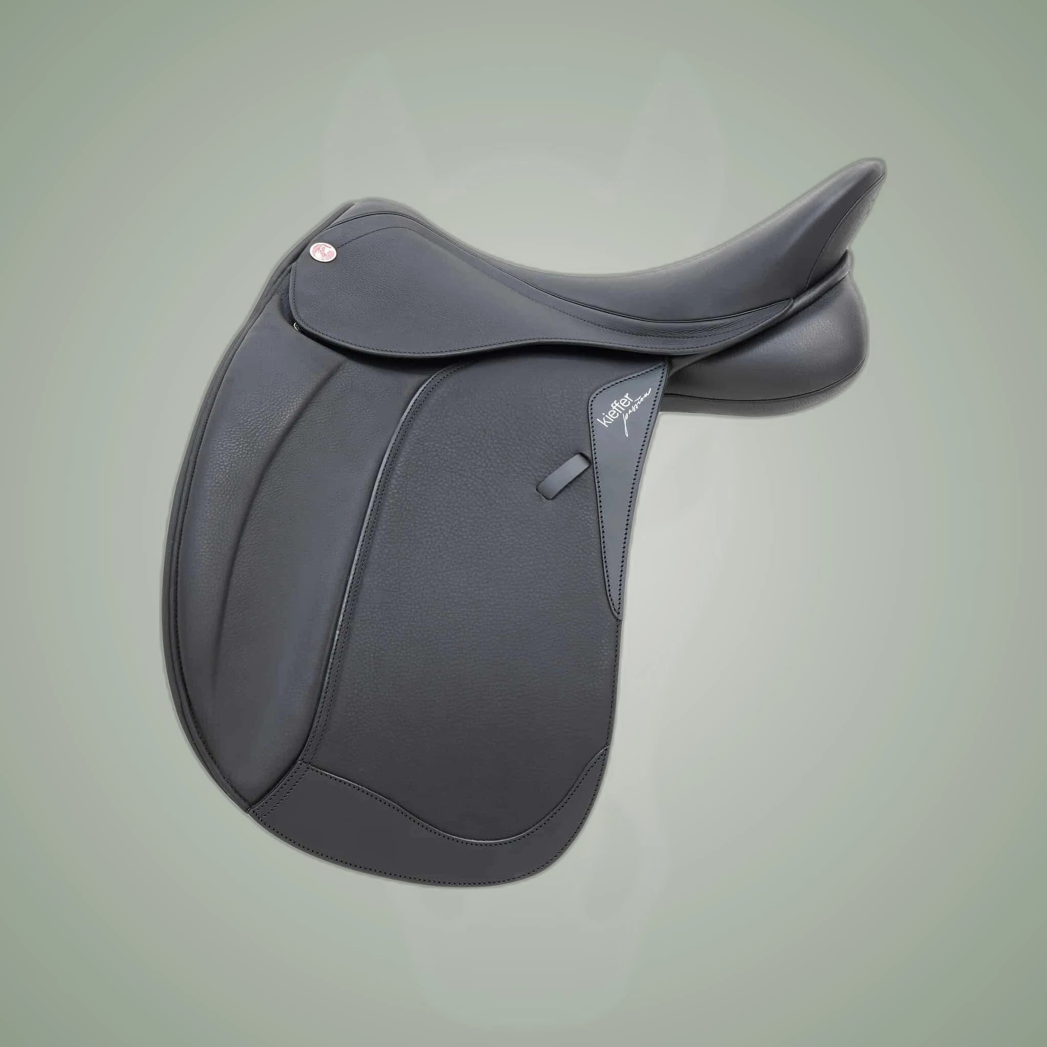 Kieffer Passion Four dressage saddle in black, side view.