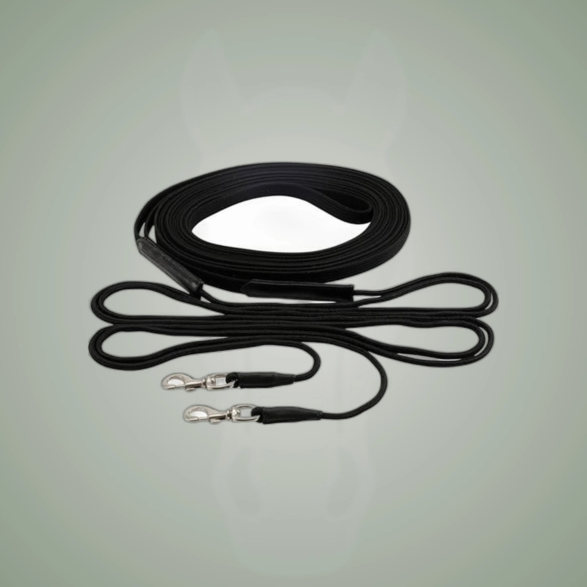 HorseGuard Cheval Double Lunge Reins on One-Eyed Equine branded background