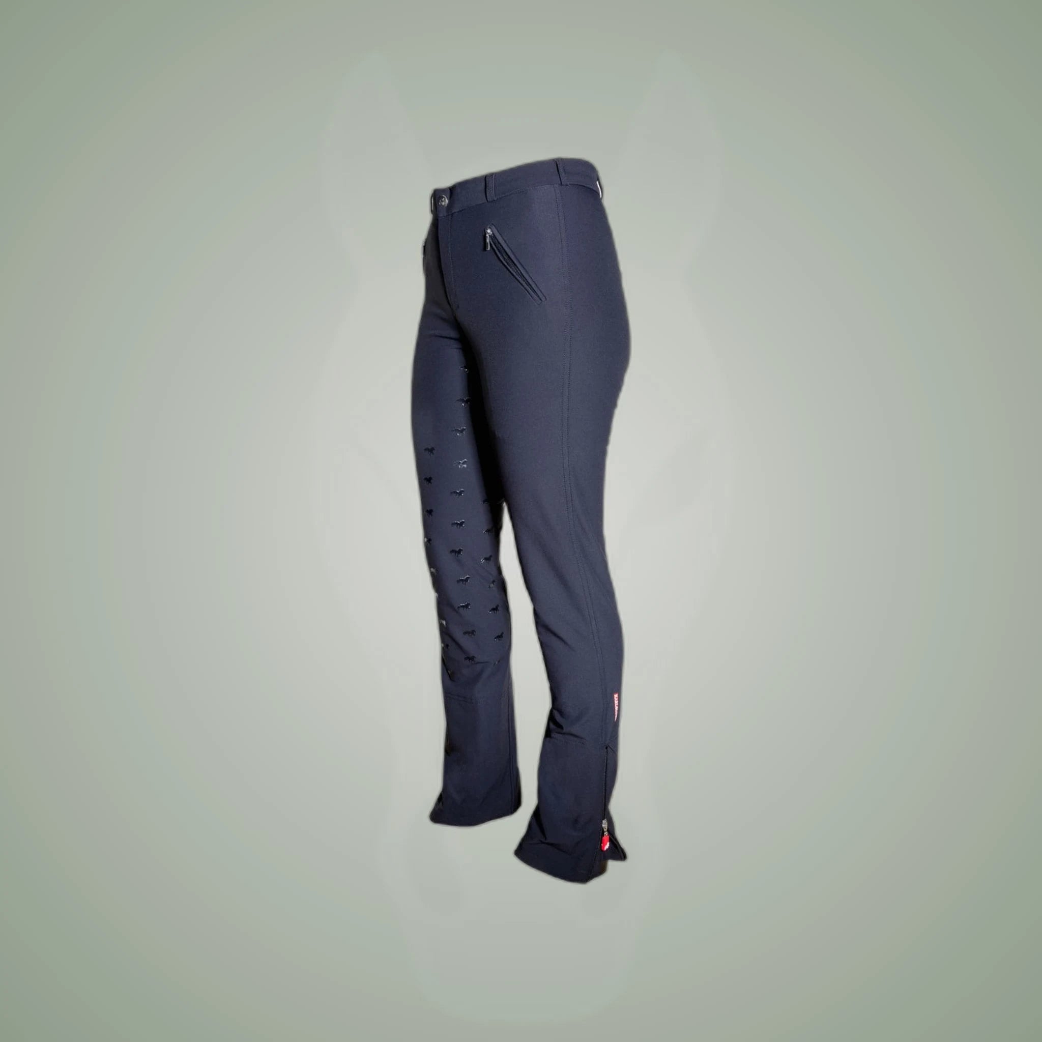 Karlslund Svalur Grip Soft Summer Breeches on One-Eyed Equine branded background