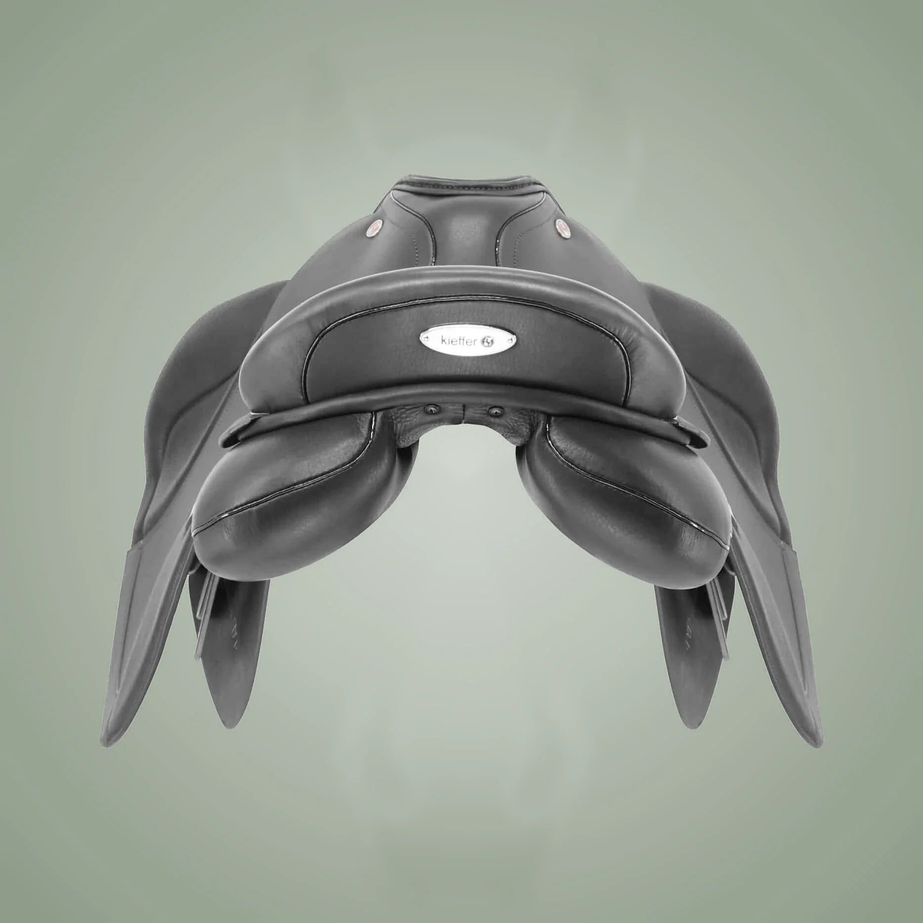 Kieffer Aachen all purpose saddle in black, wool-filled gusseted panel on an adjustable Exclusive tree